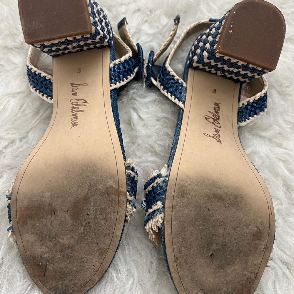 Sam Edelman Olisa Raffia Block Heel Ankle Strap Heels - Picture 6 of 6